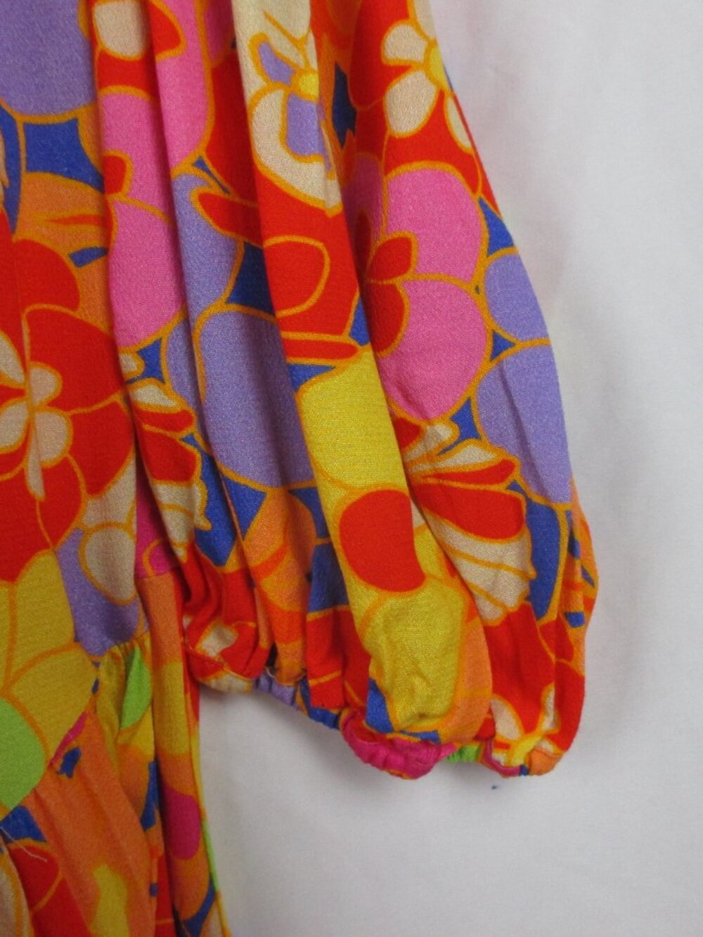 Emily McCarthy Floral Long Sleeve Dress Tiered Hem Multicolor Small $318 Luxury - Picture 8 of 11